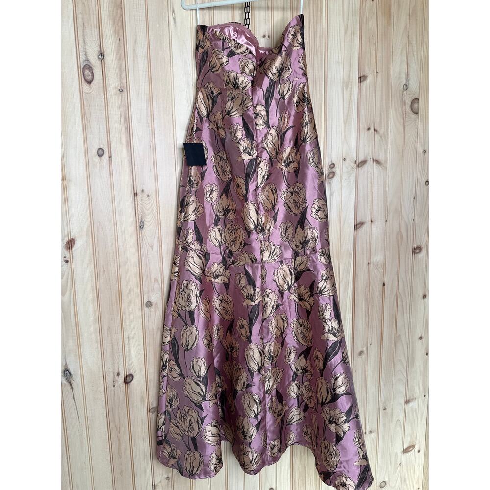 NWT Lulus Gowning Around Mauve Floral Jacquard Strapless Maxi Dress Party Gala L - Picture 7 of 10